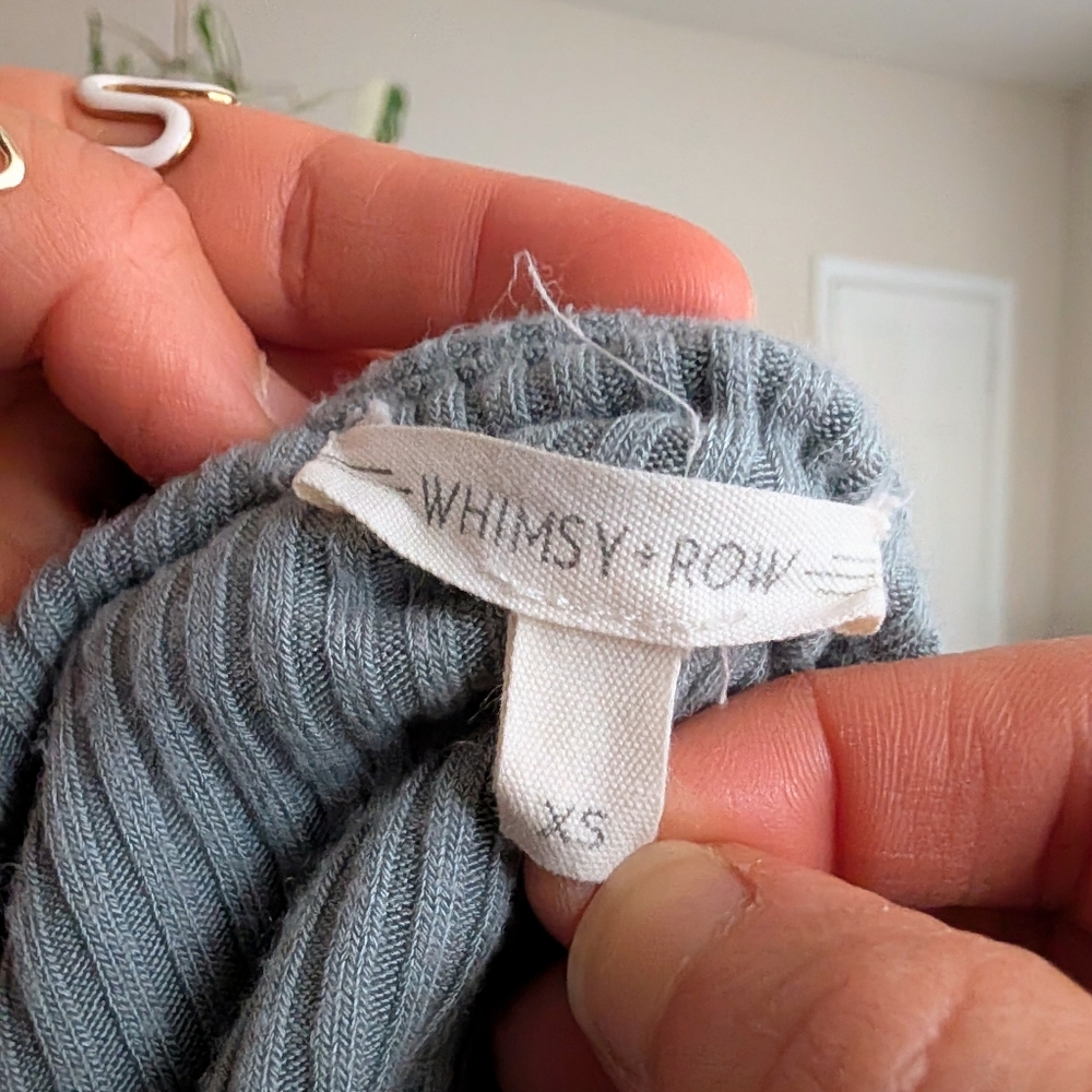 Whimsy + Row Sky Blue Ribbed Crop Top - Picture 6 of 8